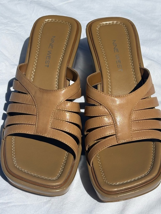 Nine West Shoes - Nine West Tan Multi-Strap Slide Mules